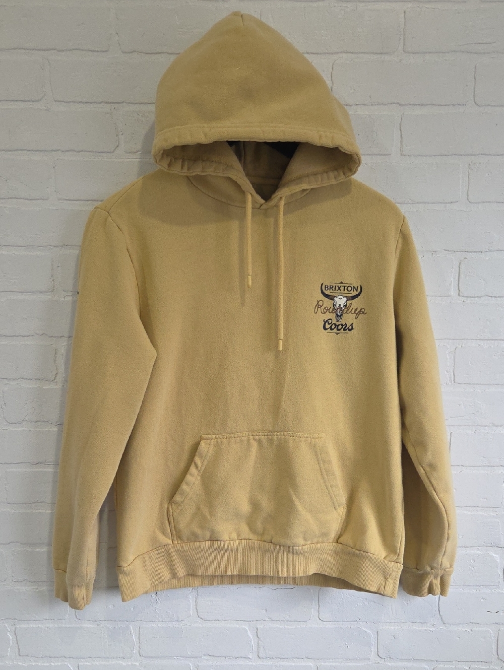 Brixton Pale Yellow Hooded Pullover with Chest Logo